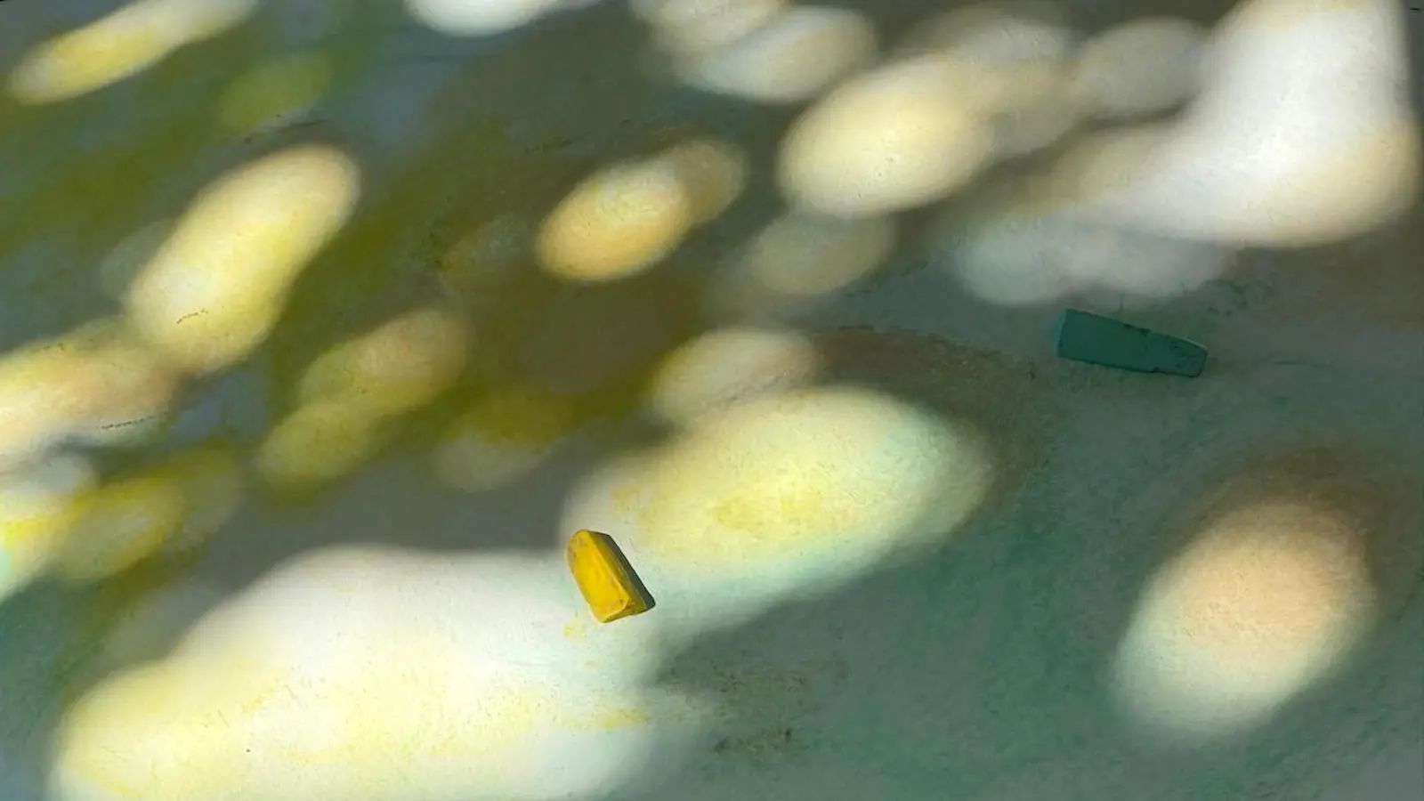 Pastel drawing in dappled sunlight.